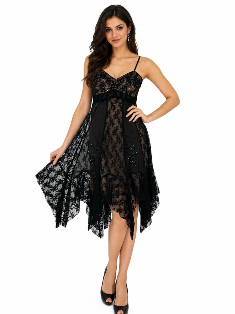 NWT Sue Wong 100% silk Cocktail Dress, hand-beaded, size 6